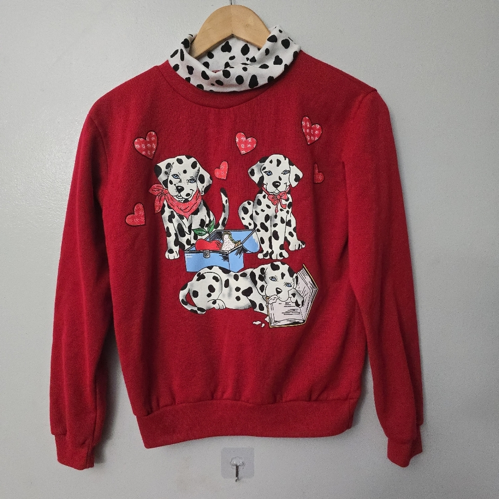 vintage 90s girls 14/16 valentines dalmation sweatshirt School Basic Editions